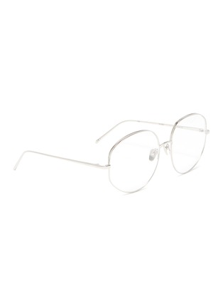 Figure View - Click To Enlarge - LINDA FARROW - Double rim metal oversized square optical glasses