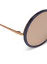 Detail View - Click To Enlarge - LINDA FARROW - Mirror acetate rim oversized metal round sunglasses