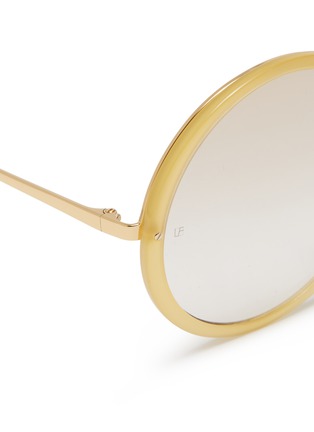 Detail View - Click To Enlarge - LINDA FARROW - Acetate rim oversized metal round sunglasses