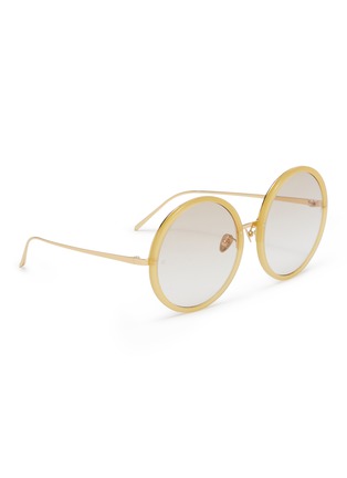 Figure View - Click To Enlarge - LINDA FARROW - Acetate rim oversized metal round sunglasses