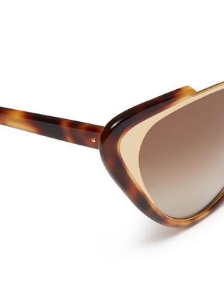 Detail View - Click To Enlarge - LINDA FARROW - Metal front tortoiseshell acetate cat eye sunglasses