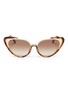 Main View - Click To Enlarge - LINDA FARROW - Metal front tortoiseshell acetate cat eye sunglasses