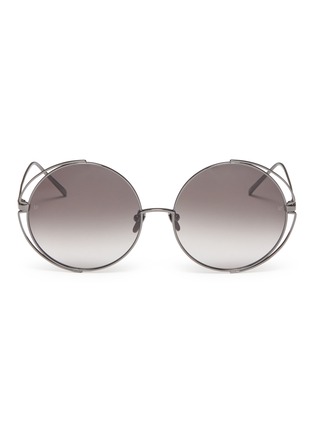 Main View - Click To Enlarge - LINDA FARROW - Cutout front metal round sunglasses
