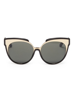 Main View - Click To Enlarge - LINDA FARROW - Metal front acetate cat eye sunglasses