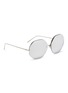 Figure View - Click To Enlarge - LINDA FARROW - Mirror oversized metal hexagon frame sunglasses