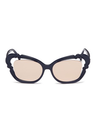 Main View - Click To Enlarge - LINDA FARROW - Cutout mirror acetate cat eye sunglasses