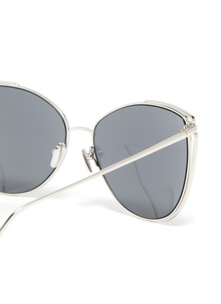 Detail View - Click To Enlarge - LINDA FARROW - Large metal cage frame cateye sunglasses