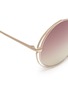 Detail View - Click To Enlarge - LINDA FARROW - Cutout corner metal round sunglasses