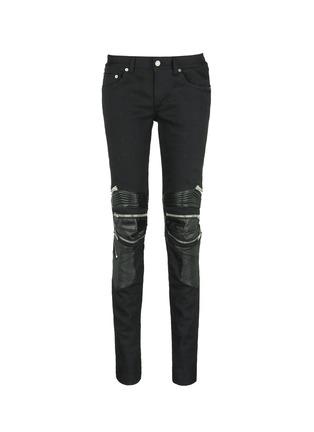 Main View - Click To Enlarge - SAINT LAURENT - Leather knee guard motocross jeans