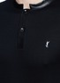 Detail View - Click To Enlarge - SAINT LAURENT - Leather band collar cotton piqué polo shirt