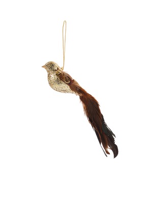Main View - Click To Enlarge - SHISHI - Feather glitter bird small Christmas ornament — Brown/Gold