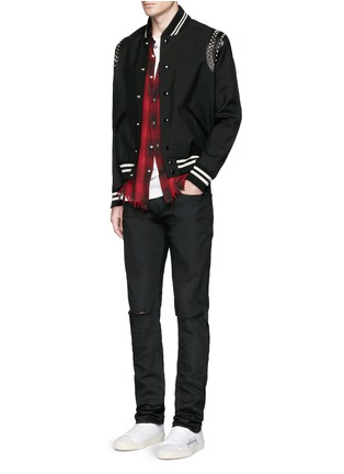 Figure View - Click To Enlarge - SAINT LAURENT - Destroyed knee patch skinny jeans