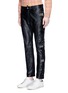 Front View - Click To Enlarge - SAINT LAURENT - Textured panel stud leather pants