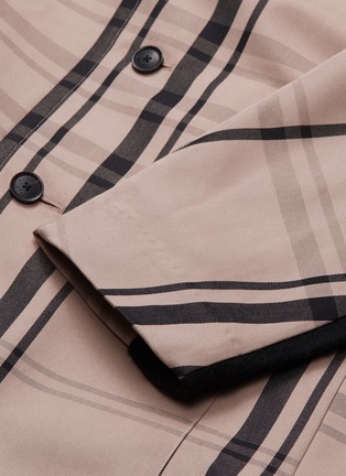  - FFIXXED STUDIOS - Fringe scarf panel tartan plaid twill coat