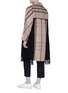 Back View - Click To Enlarge - FFIXXED STUDIOS - Fringe scarf panel tartan plaid twill coat