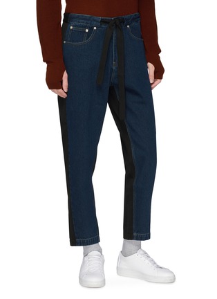 Front View - Click To Enlarge - FFIXXED STUDIOS - Colourblock wool twill panel patchwork jeans