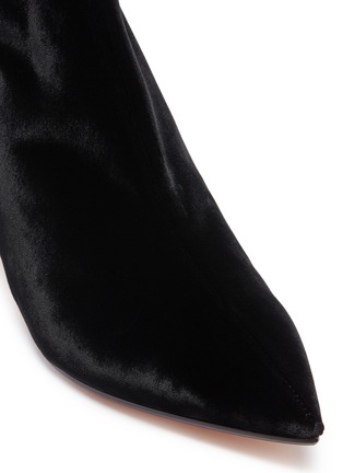 Detail View - Click To Enlarge - ALCHIMIA DI BALLIN - 'Libra' slanted heel satin stripe velvet ankle boots