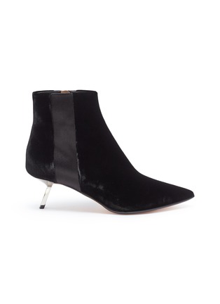Main View - Click To Enlarge - ALCHIMIA DI BALLIN - 'Libra' slanted heel satin stripe velvet ankle boots