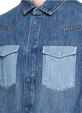 Detail View - Click To Enlarge - VALENTINO GARAVANI - Tuxedo stripe denim combo jumpsuit