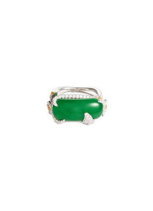Main View - Click To Enlarge - SAMUEL KUNG - Diamond garnet jadeite 18k gold ring