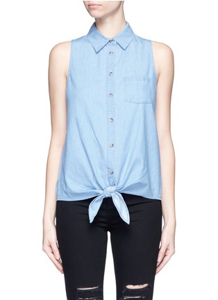 Main View - Click To Enlarge - EQUIPMENT - 'Mina Tie Front' sleeveless chambray shirt