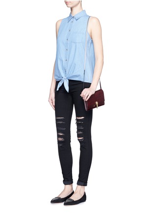 Figure View - Click To Enlarge - EQUIPMENT - 'Mina Tie Front' sleeveless chambray shirt