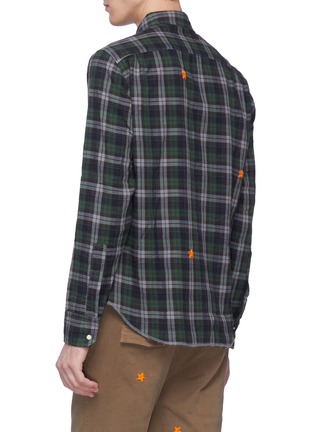 Back View - Click To Enlarge - THE EDITOR - Star embroidered tartan plaid shirt
