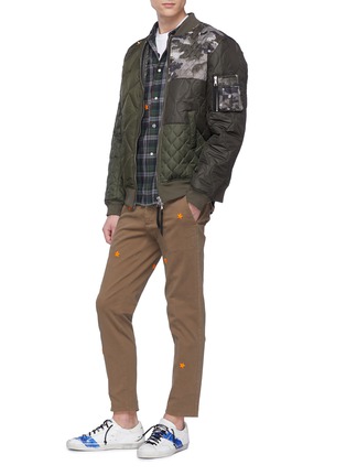 Figure View - Click To Enlarge - THE EDITOR - Camouflage print panel patchwork puffer bomber jacket