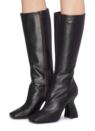 Figure View - Click To Enlarge - DRIES VAN NOTEN - Curved heel leather knee high boots