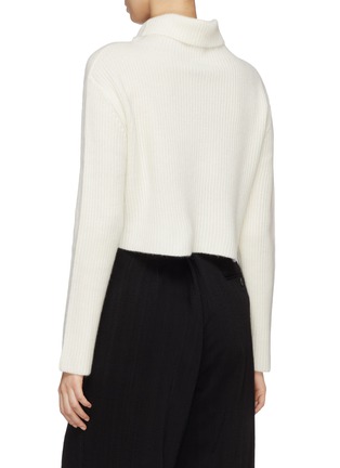 Back View - Click To Enlarge - CRUSH COLLECTION - Cashmere rib knit cropped cowl neck sweater