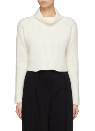 Main View - Click To Enlarge - CRUSH COLLECTION - Cashmere rib knit cropped cowl neck sweater