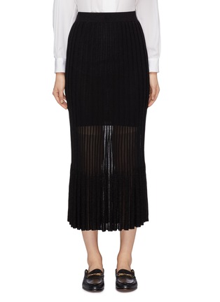 Main View - Click To Enlarge - CRUSH COLLECTION - Sheer hem pleated knit skirt