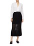 Figure View - Click To Enlarge - CRUSH COLLECTION - Sheer hem pleated knit skirt