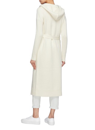 Back View - Click To Enlarge - CRUSH COLLECTION - Belted hooded wool-cashmere knit coat