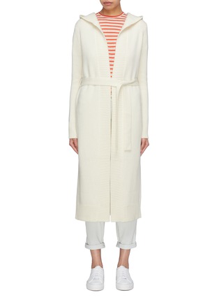 Main View - Click To Enlarge - CRUSH COLLECTION - Belted hooded wool-cashmere knit coat