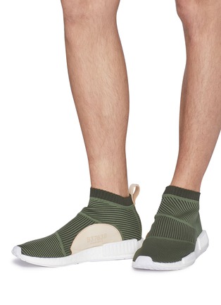 Figure View - Click To Enlarge - ADIDAS - 'NMD CS1' leather panel Primeknit boost™ sock sneakers