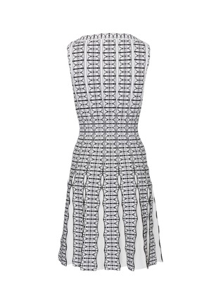 Back View - Click To Enlarge - ALAÏA - Graphic jacquard stripe pleated knit dress