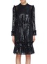 Main View - Click To Enlarge - NEEDLE & THREAD - 'Gloss Sequin' stripe ruffle trim peplum dress