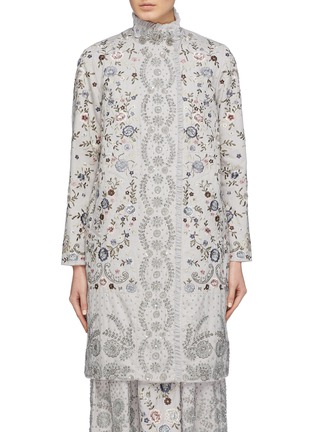 Main View - Click To Enlarge - NEEDLE & THREAD - 'Ella' sequin floral embroidered patchwork Ottoman coat