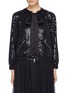 Main View - Click To Enlarge - NEEDLE & THREAD - 'Gloss Sequin' stripe sash tie neck jacket
