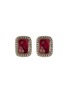 Main View - Click To Enlarge - AISHWARYA - Diamond ruby gold alloy square stud earrings