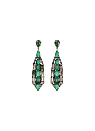 Main View - Click To Enlarge - AISHWARYA - Diamond emerald geometric drop earrings