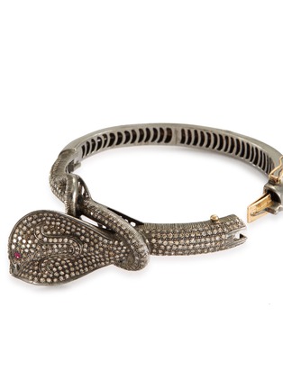 Detail View - Click To Enlarge - AISHWARYA - Diamond gold alloy serpent bangle