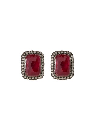 Main View - Click To Enlarge - AISHWARYA - Diamond ruby gold alloy square stud earrings