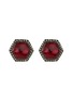 Main View - Click To Enlarge - AISHWARYA - Diamond ruby gold alloy hexagon stud earrings