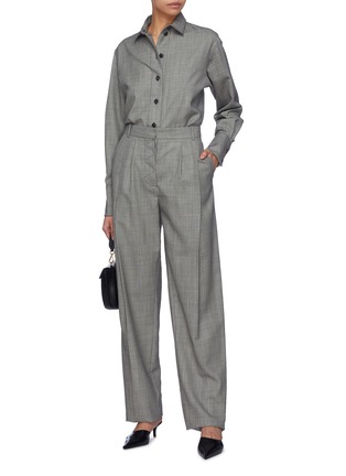 Figure View - Click To Enlarge - VICTORIA BECKHAM - Pleated virgin wool twill wide leg pants