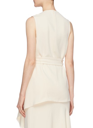 Back View - Click To Enlarge - VICTORIA BECKHAM - Asymmetric drape belted sleeveless cady top