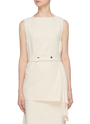 Main View - Click To Enlarge - VICTORIA BECKHAM - Asymmetric drape belted sleeveless cady top