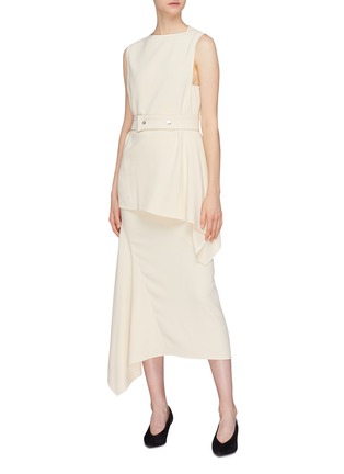 Figure View - Click To Enlarge - VICTORIA BECKHAM - Asymmetric drape belted sleeveless cady top