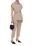 Figure View - Click To Enlarge - VICTORIA BECKHAM - 'Tulip' belted pleated peplum back twill gilet